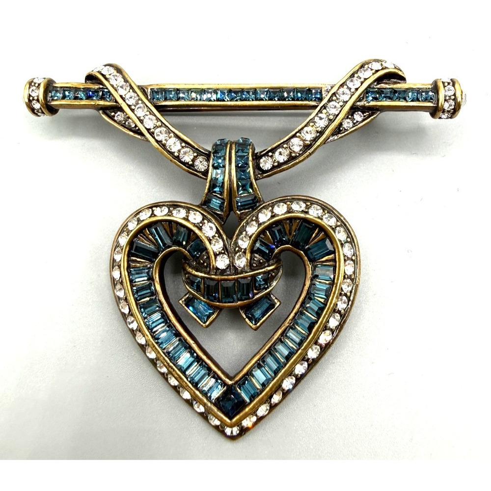 Heidi Daus SIGNED Would‎ Be Mine Blue Valentine Pin BLUE SWAROVSKI CRYSTALS